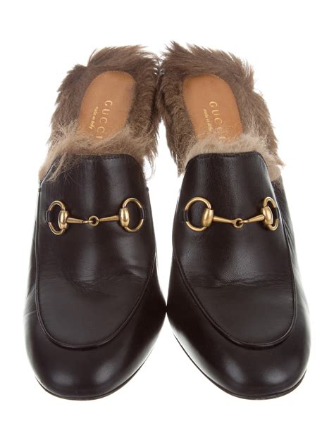 gucci fur shoes on sale|Gucci princetown mules with fur.